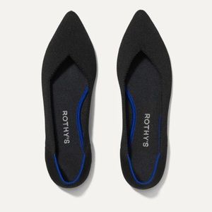 Rothys Womens Size US 9 The Point Flats Shoes Black Knit Honeycomb Recycled